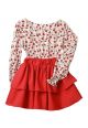 Conjunto Infantil Pipoca Doce Blusa Floral Vermelho