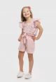 Conjunto Infantil Pipoca Doce Shorts Linho Rosa