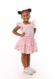 Saia Infantil Pipoca Doce Algodão Estampado Rosa