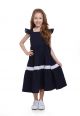 Vestido Infantil Pipoca Doce Linho Azul Marinho