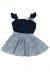 Conjunto Infantil  Pipoca Doce Saia Algodão Vichy Azul Marinho