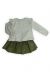 Conjunto Infantil Pipoca Doce Saia Veludo Cotelê Verde Musgo