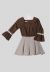 Conjunto Infantil Pipoca Doce Saia Pied-de-poule Marrom